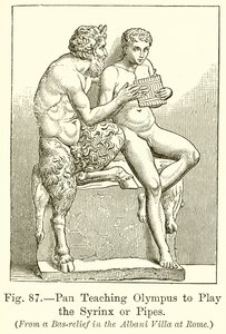 Pan leert Olympus de syrinx of pijpen bespelen