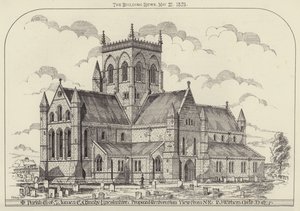 Parochiekerk van S James, Great Grimsby, Lincolnshire, voorgestelde restauratie, uitzicht vanuit het noordoosten
