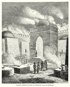 Parsee vuurtempel in Atech-Ga (gravure) door English School