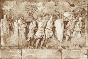 Deel van een fries op de Boog van Titus in Rome, met Joodse gevangenen die artefacten uit Jeruzalem dragen