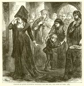 Afscheid van koningin Elizabeth Wydville en haar zoon, de hertog van York, 1483