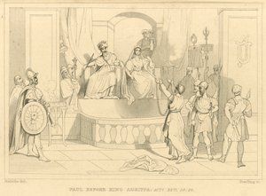 Paulus voor koning Agrippa, Handelingen XXVI, 28, 29 (gravure) door English School