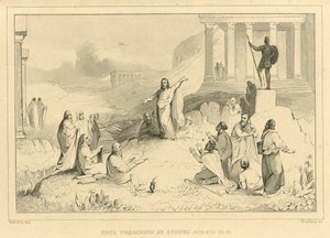Paulus predikt in Athene, Handelingen XVII, 22, 34 door English School