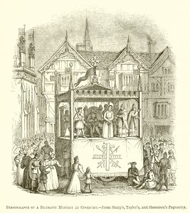 Uitvoering van een dramatisch mysterie in Coventry door English School