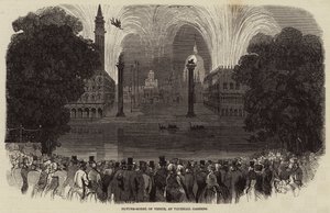 Beeldmodel van Venetië, in Vauxhall Gardens (gravure) door English School