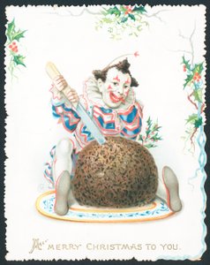 Pierrot snijdt pruimenpudding