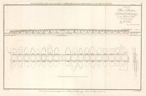 Plan en elevatie van London Bridge zoals op 2 juli 1799 door English School