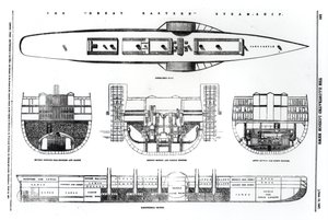Plan en doorsneden van het stoomschip Great Eastern, 1857