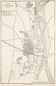 Plan van Cawnpore 1857, uit Cassells Geïllustreerde Geschiedenis van Engeland door English School