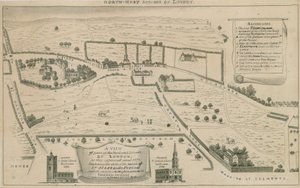 Plan van de noordwestelijke buitenwijken van Londen rond St Giles in the Fields door English School
