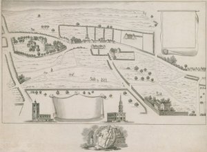 Plan van de noordwestelijke buitenwijken van Londen rond St Giles in the Fields door English School