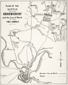 Plan van de Slag bij Shrewsbury, 21 juli 1403, uit 