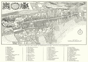 Plattegrond van de Stad en het Kasteel van Edinburgh in 1742 door English School