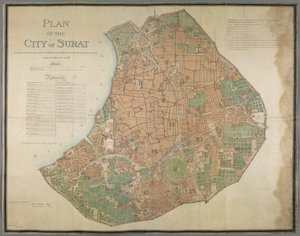 Plan van de stad Surat door English School