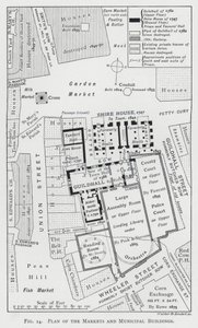 Plan van de markten en gemeentelijke gebouwen door English School