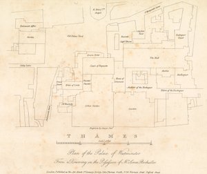 Plattegrond van het Palace of Westminster, Londen door English School