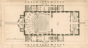 Plan van het Theatre Royal, Drury Lane, Londen door English School