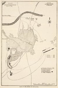 Plan van de aanval op Sholapore, illustratie uit Cassells Geïllustreerde Geschiedenis van India door James Grant, uitgegeven 1879 door English School