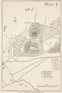Plan van de verdediging van Seetabuldee Hill, illustratie uit Cassells Geïllustreerde Geschiedenis van India door James Grant, uitgegeven 1879