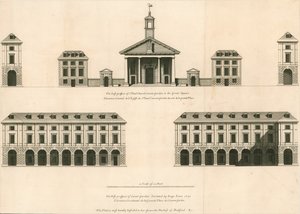 Plattegrond van het oostelijke uitzicht van St. Pauls Church, Covent Garden en westelijke uitzicht van Covent Garden door English School