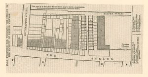 Plan voorgesteld voor de verbreding van The Strand in de buurt van Exeter Change door English School