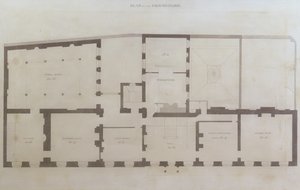 Plannen van de begane grond van 21 Albemarle Street na de eerste wijzigingen aan het huis na de overname door de Royal Institution, ca.1800 door English School