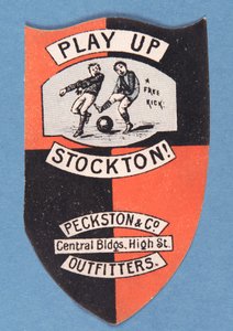 Speel op Stockton! Peckston en Co. Outfitters. Central Bldgs, High St.
