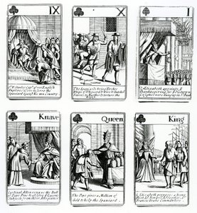 Speelkaarten die de gebeurtenissen van de Spaanse Armada uitbeelden, 1699 door English School