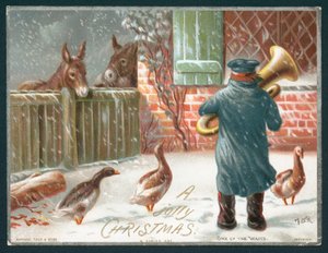 Trombone Spelen in de Sneeuw, Kerstkaart