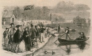 Pleziervaartuigen op het water in Regents Park door English School