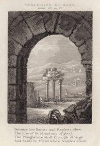 Ploegen van Zion, Micha III, vers 12 (gravure) door English School