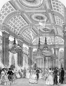 Polka Dans op een staatsbal in Buckingham Palace, 1848 door English School