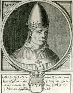 Paus Gregorius V (972-999) (gravure) door English School