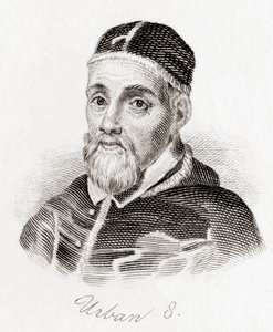 Paus Urbanus VIII, ca. 1568-1644, geboren Maffeo Barberini (gravure) door English School