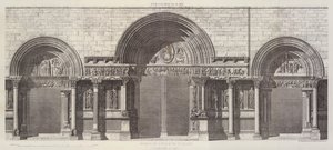 Portaal van de Kerk van St Gilles, Departement du Gard (gravure) door English School