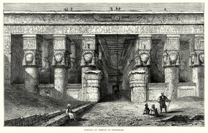 Portiek van de Tempel van Denderah (gravure) door English School