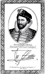 Portret en handtekening van Sir Christopher Hatton (1540-91)