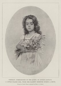 Portret, in opdracht van de koningin, van Angele Gastaud, een klein Nicois meisje, dat Hare Majesteit tijdens een rit observeerde