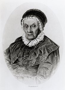 Portret van Caroline Herschel (1750-1848) op 92-jarige leeftijd, gegraveerd door Joseph Brown door English School