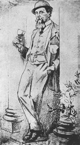 Portret van Charles Dickens, uit Drinking with Dickens geschreven door Cedric Charles Dickens door English School