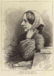 Portret van Jane Welsh, vrouw van Thomas Carlyle door English School