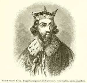 Portret van koning Alfred door English School