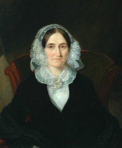 Portret van dame met kanten hoofdtooi door English School