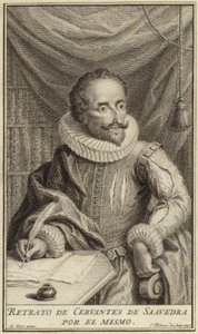 Portret van Miguel de Cervantes door English School