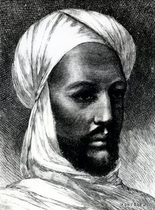 Portret van Muhammad Ahmad (1844-1885), bekend als Mahdi, leider van derwisjen in oorlog tegen de Britten in 1884, koloniale oorlogen, Soedan door English School