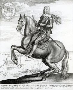 Portret van Robert Devereux te paard