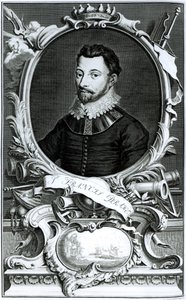 Portret van Sir Francis Drake (c.1540-96) gegraveerd door Jacobus Houbraken (1698-1780) (gravure)