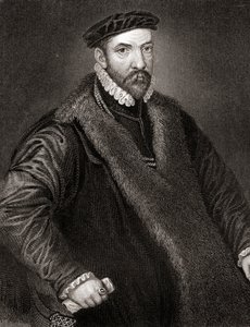 Portret van Sir Nicholas Bacon uit Lodges British Portraits