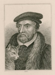 Portret van Sir Richard Whittington en kat, ook bekend als Dick Whittington, burgemeester van Londen door English School