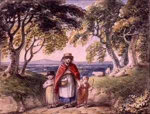 Portret van een Vrouw en Twee Kinderen in een Boslandschap, c.1820 door English School